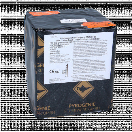 Brocade Tail Brocade Crown And Red Strobes, 25-Schuss-Batterie