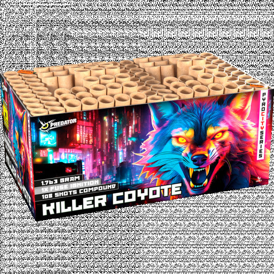 Killer Coyote, 108-Schuss-Verbundfeuerwerk im Käfig